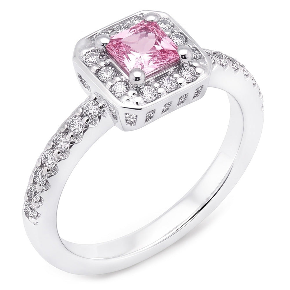 2,75 carati Princess Pink Sapphire Halo Ring Oro bianco 14K Gemstone