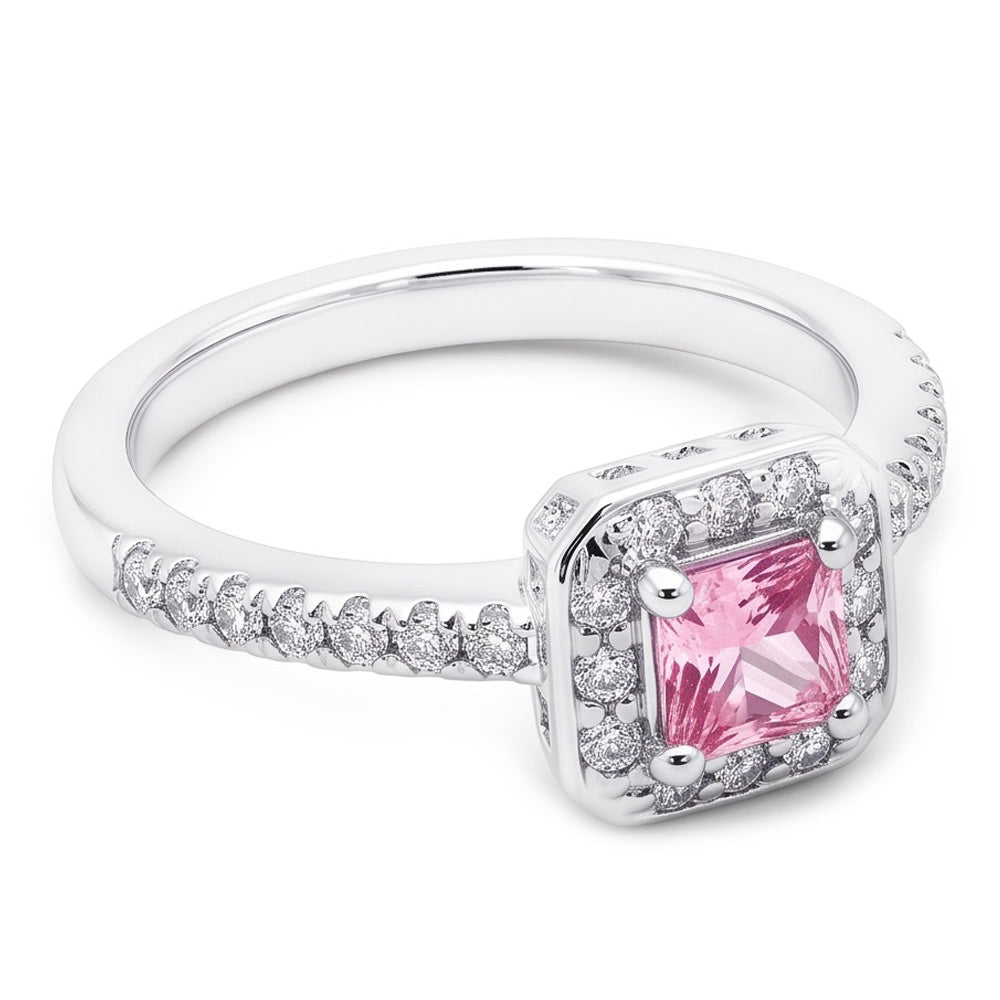 2,75 carati Princess Pink Sapphire Halo Ring Oro bianco 14K Gemstone