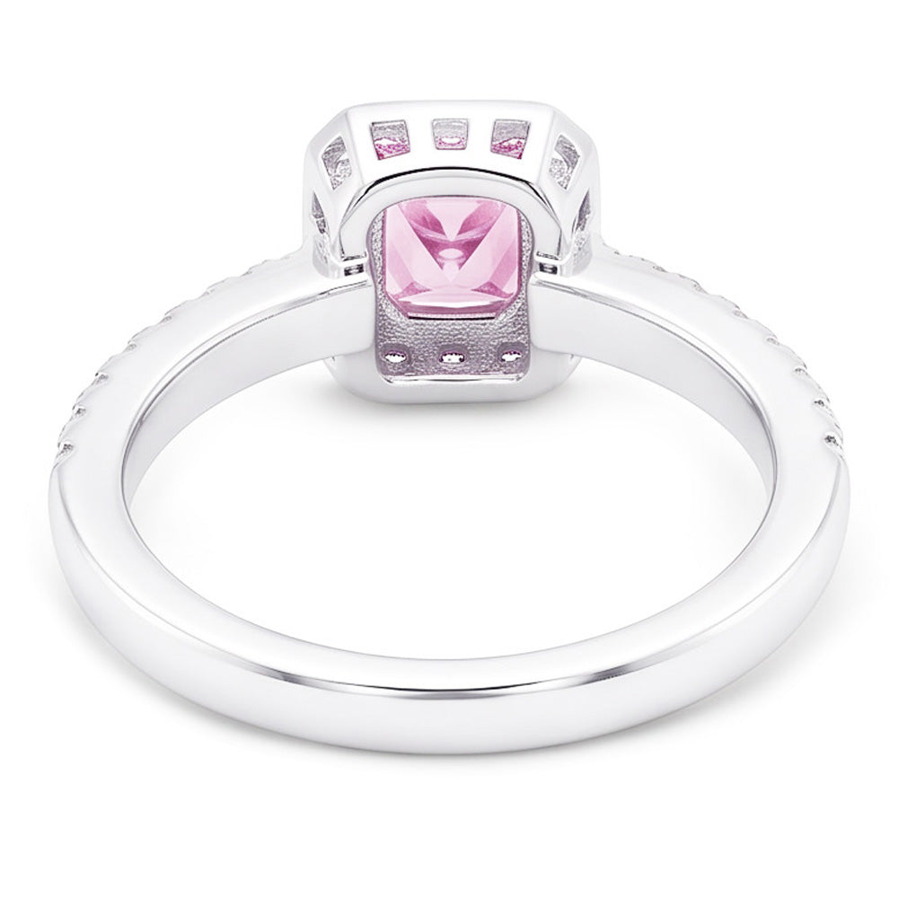 2,75 carati Princess Pink Sapphire Halo Ring Oro bianco 14K Gemstone