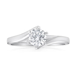 Oro Bianco 14K Diamante Fine Anello Monopietra – 2-carati Taglio