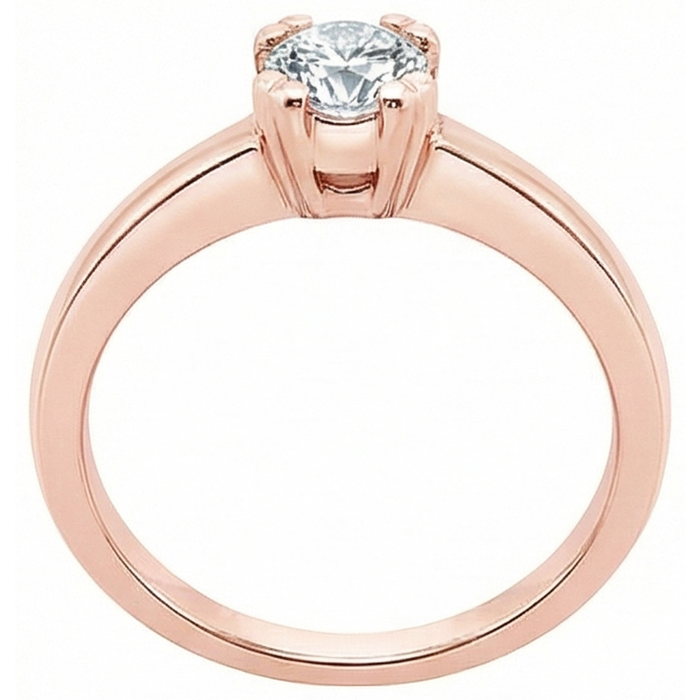 vero round diamante 3.01carati anello vista di profilo