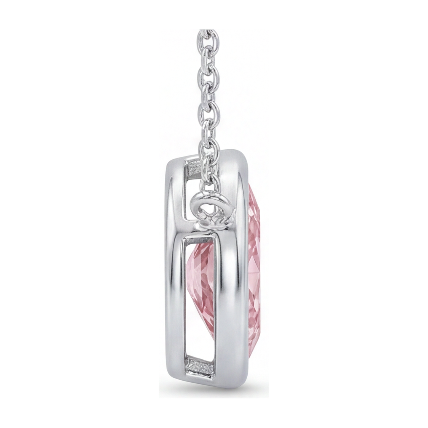 Collana con pendente a lunetta con diamante rosa marquise da laboratorio 3,5 carati in oro bianco 14K