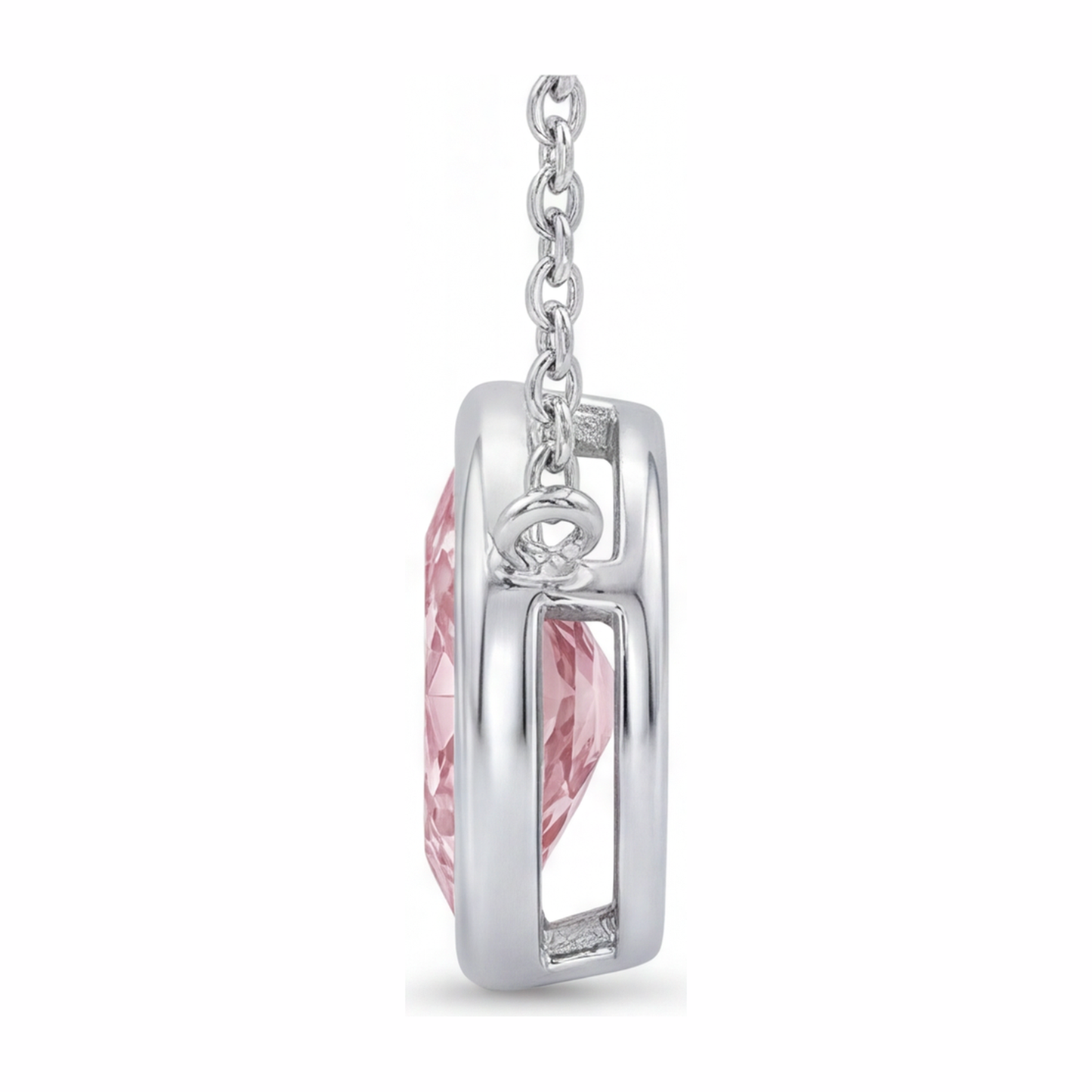 Collana con pendente a lunetta con diamante rosa marquise da laboratorio 3,5 carati in oro bianco 14K