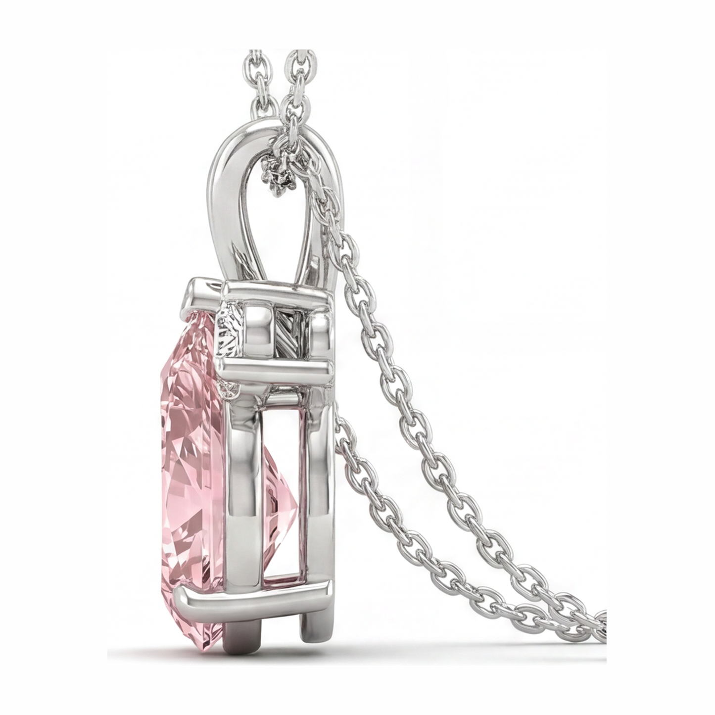 Collana con pendente bypass con diamante rosa da laboratorio a goccia da 3,5 carati in oro bianco 14K