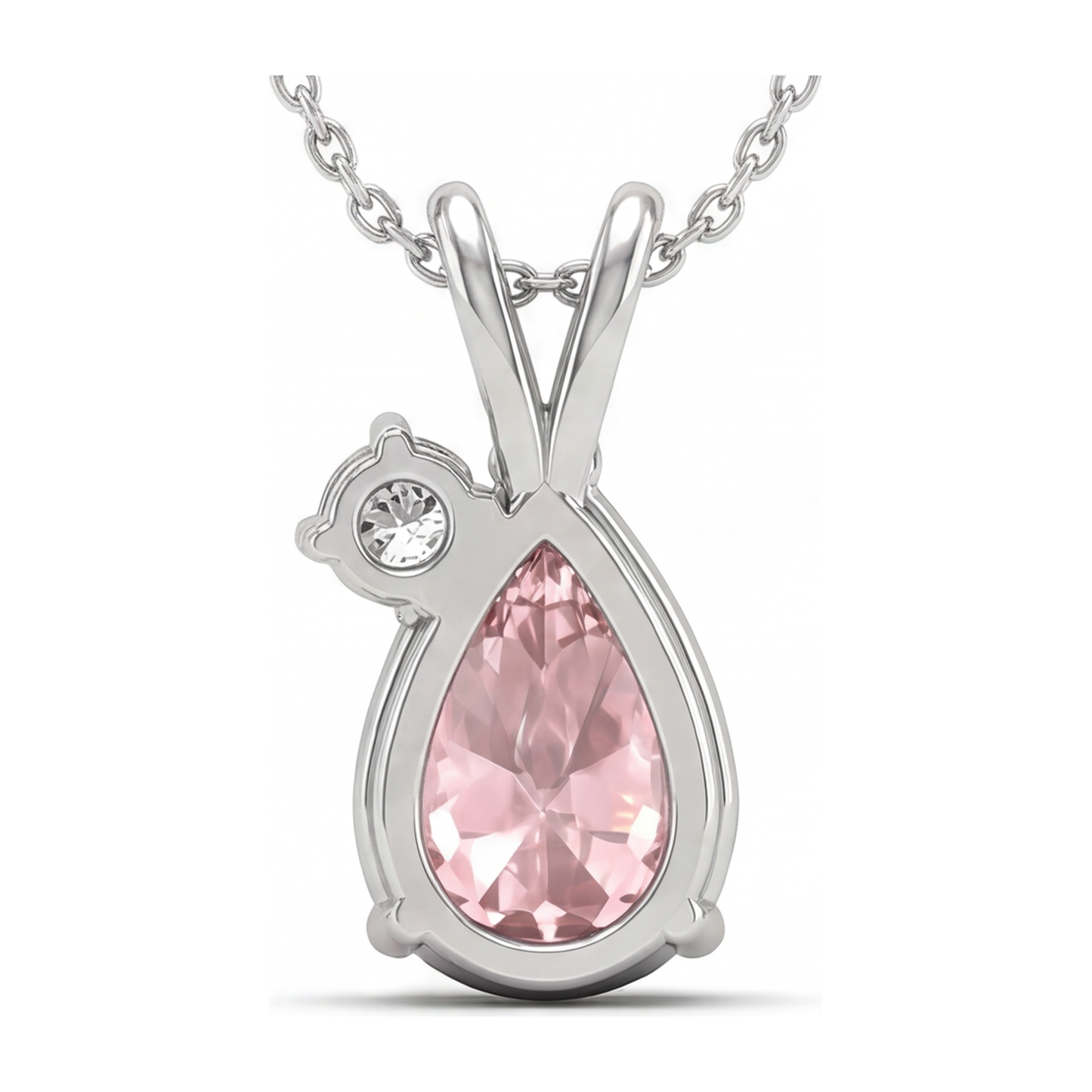 Collana con pendente bypass con diamante rosa da laboratorio a goccia da 3,5 carati in oro bianco 14K