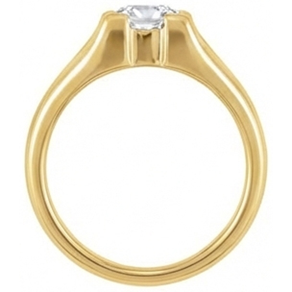 Diamante Fine Taglio Cushion Anello Monopietra in Oro Giallo 14K – vista profilo