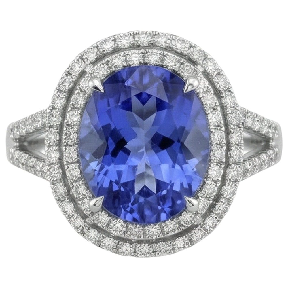 vero round tanzanite 3.80carati fede eternity angolo laterale