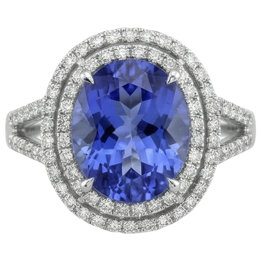 vero round tanzanite 3.80carati fede eternity angolo laterale
