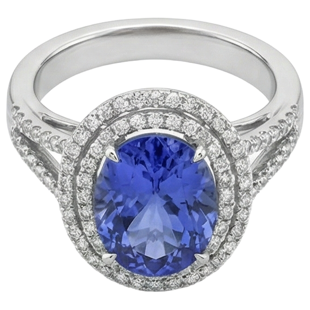 vero round tanzanite 3.80carati fede eternity dettaglio ravvicinato