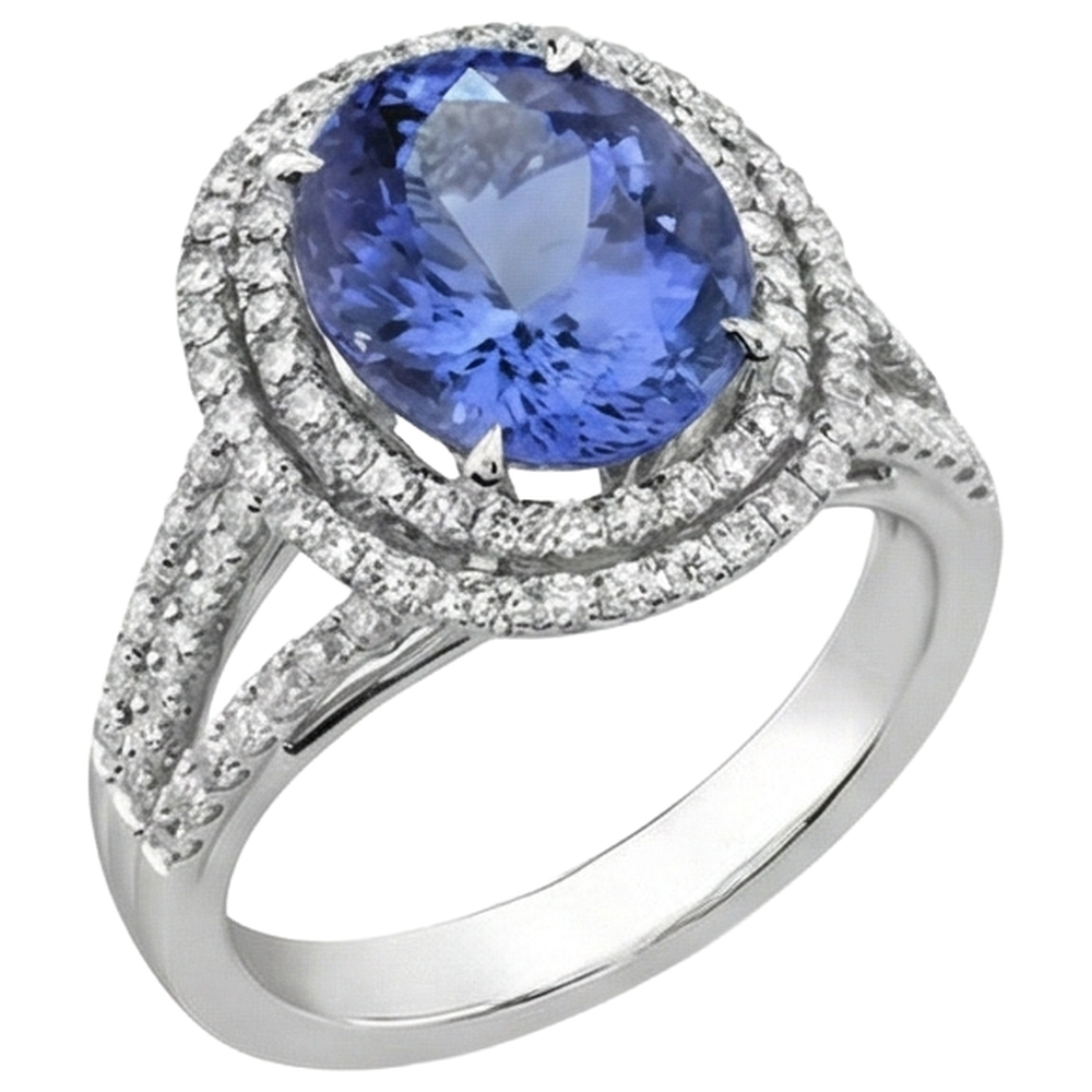 vero round tanzanite 3.80carati fede eternity vista dall'alto
