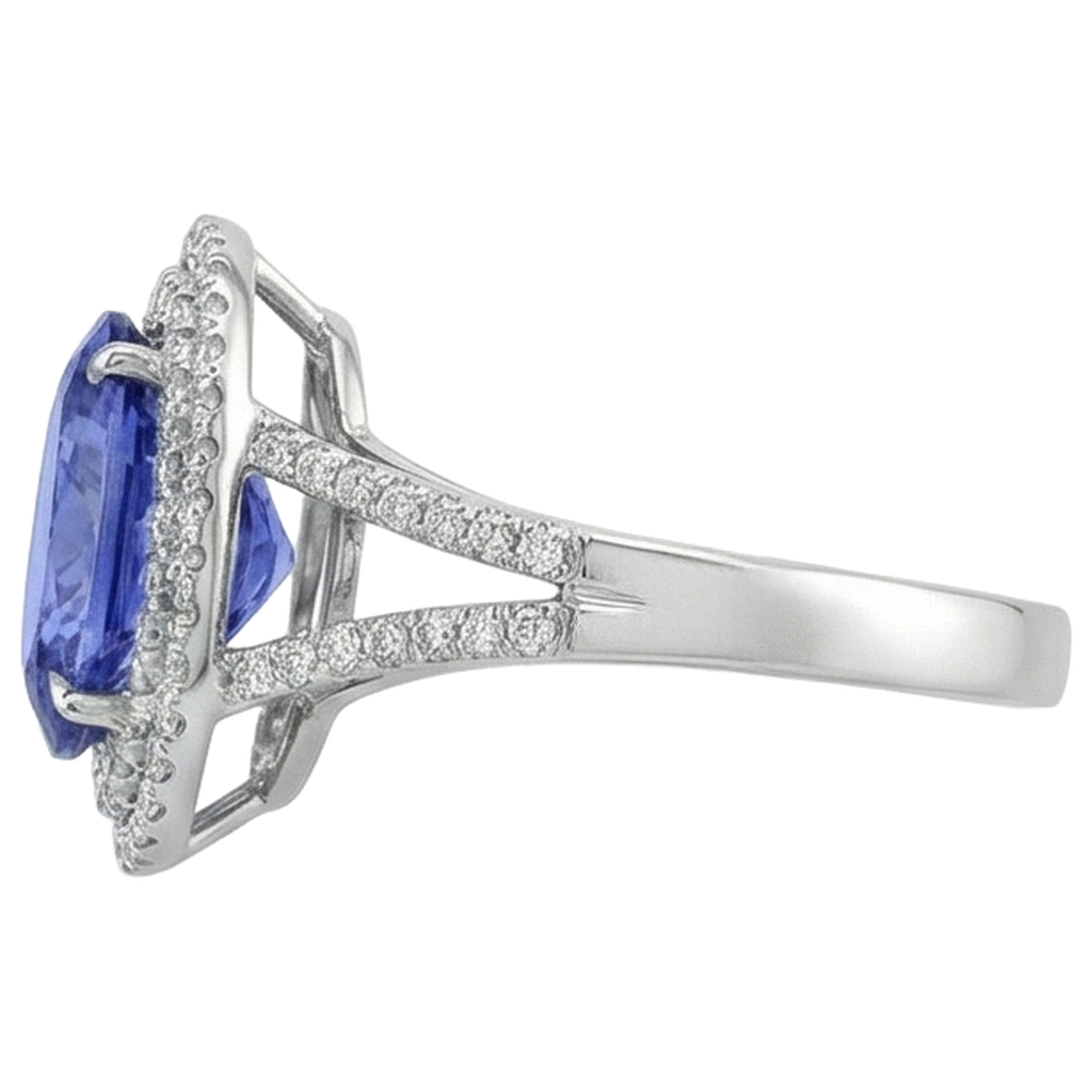 vero round tanzanite 3.80carati fede eternity vista di profilo