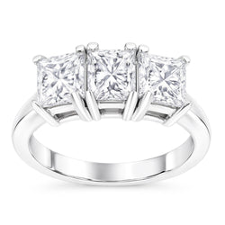 3 Carati Princess Naturale Diamonds Anello Di Fidanzamento Con Tre Pietre In Oro Bianco 14K