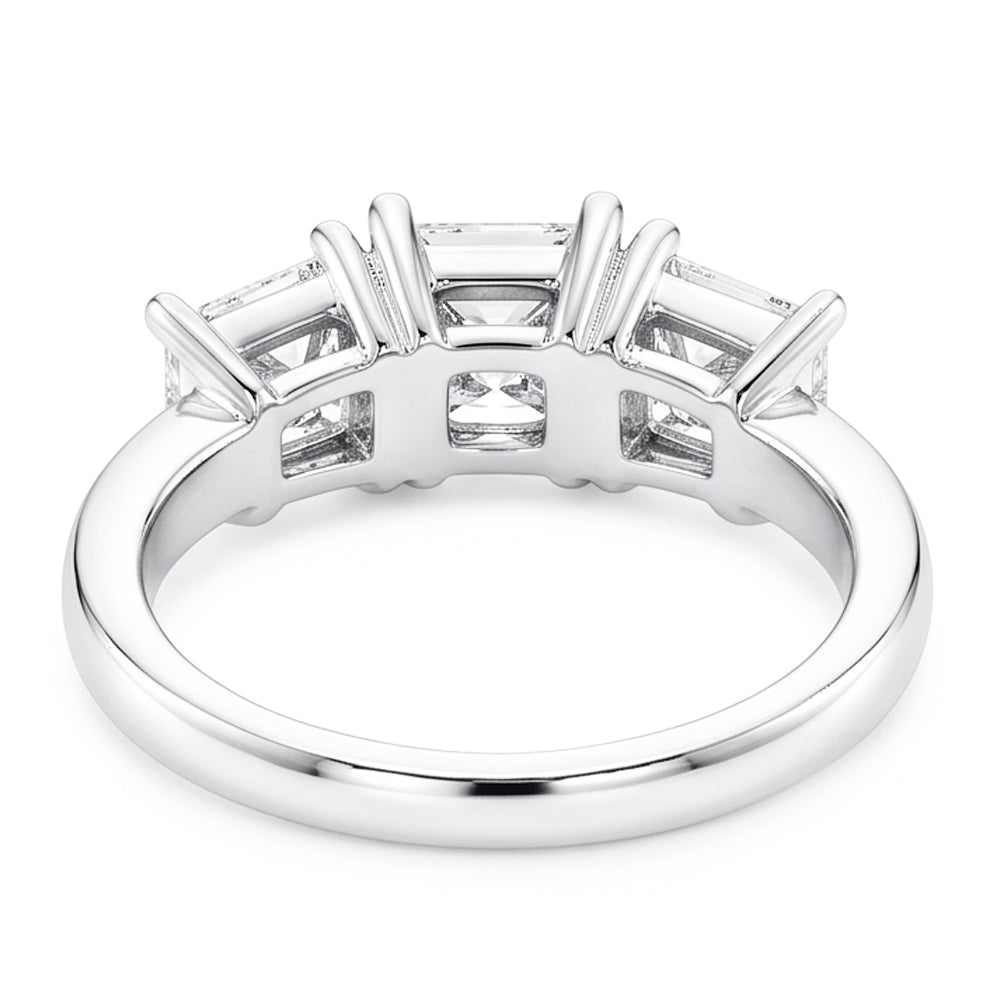 3 Carati Princess Naturale Diamonds Anello Di Fidanzamento Con Tre Pietre In Oro Bianco 14K