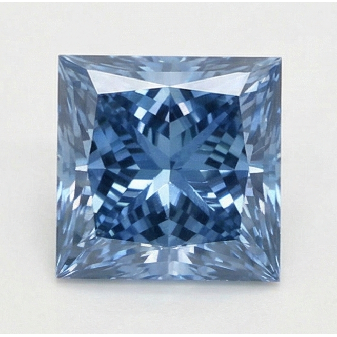Diamante naturale azzurro (non sintetico), taglio princess, sciolto da 3 carati