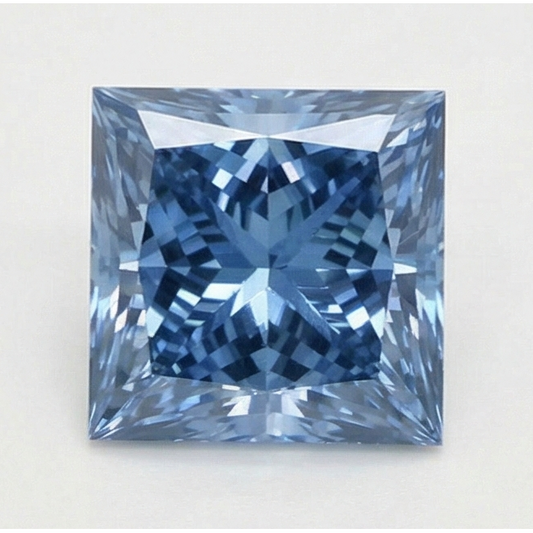 Diamante naturale azzurro (non sintetico), taglio princess, sciolto da 3 carati