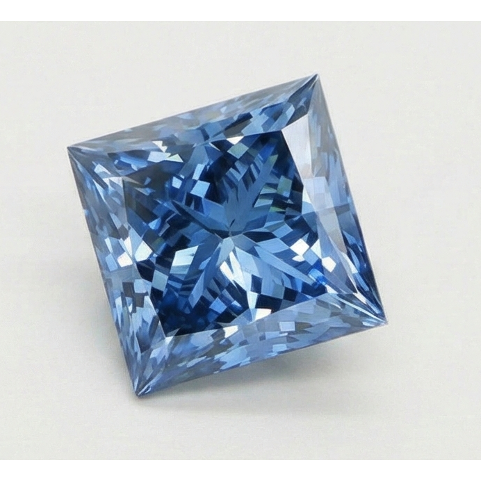 Diamante naturale azzurro (non sintetico), taglio princess, sciolto da 3 carati