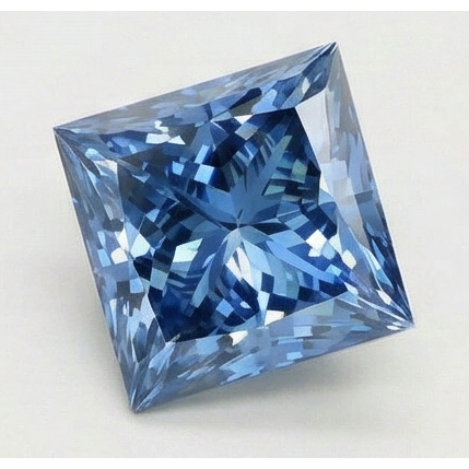 Diamante naturale azzurro (non sintetico), taglio princess, sciolto da 3 carati