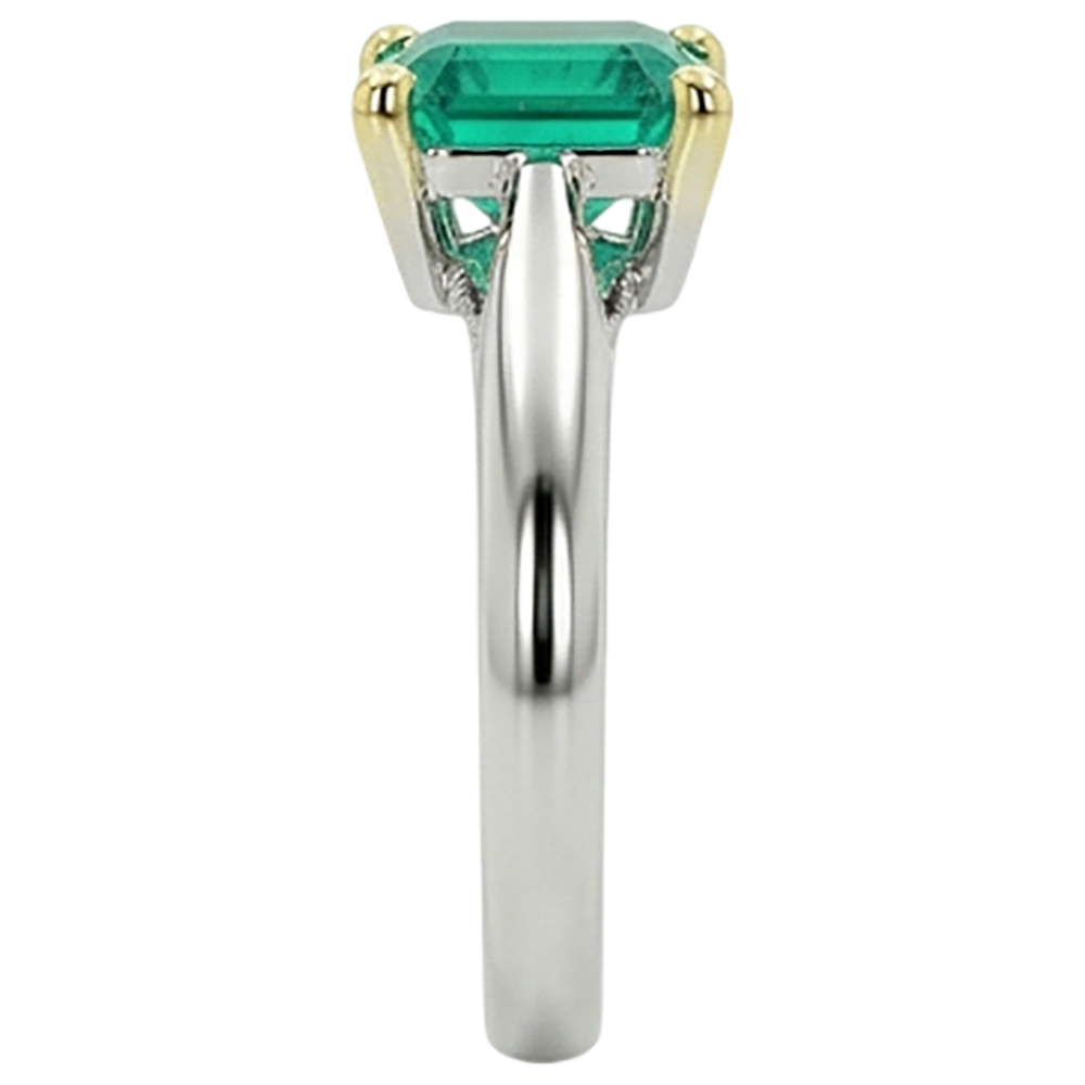 Smeraldo Colombiano Anello Pietra Colorata 3-carati Oro Bicolore 14K – vista dall'alto