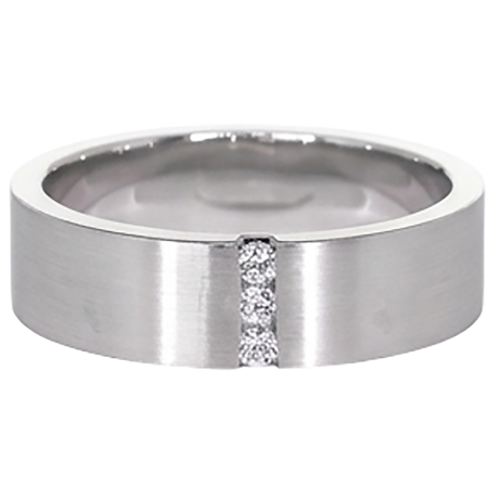 3 Diamanti Tension Set Banda Anniversario Gambo Spesso 0,15 Carati