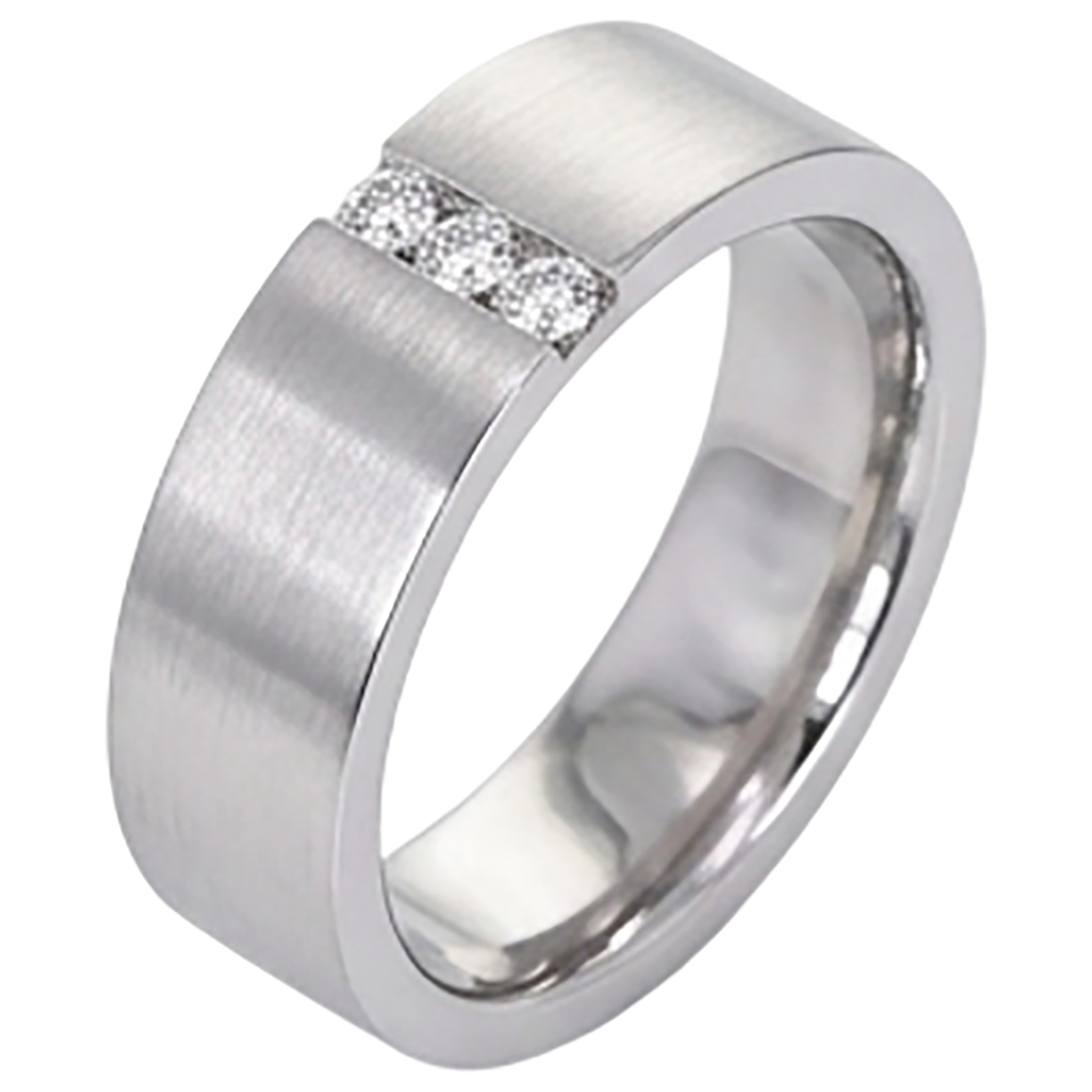 3 Diamanti Tension Set Banda Anniversario Gambo Spesso 0,15 Carati