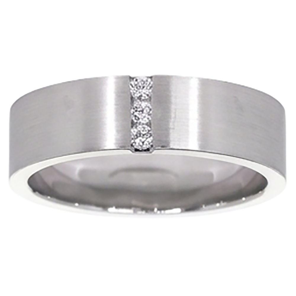 3 Diamanti Tension Set Banda Anniversario Gambo Spesso 0,15 Carati