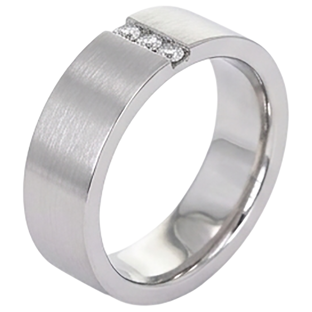 3 Diamanti Tension Set Banda Anniversario Gambo Spesso 0,15 Carati