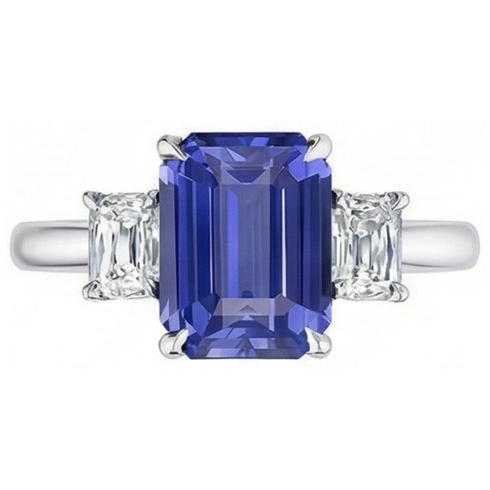 3 Pietre Blu Zaffiro Anello