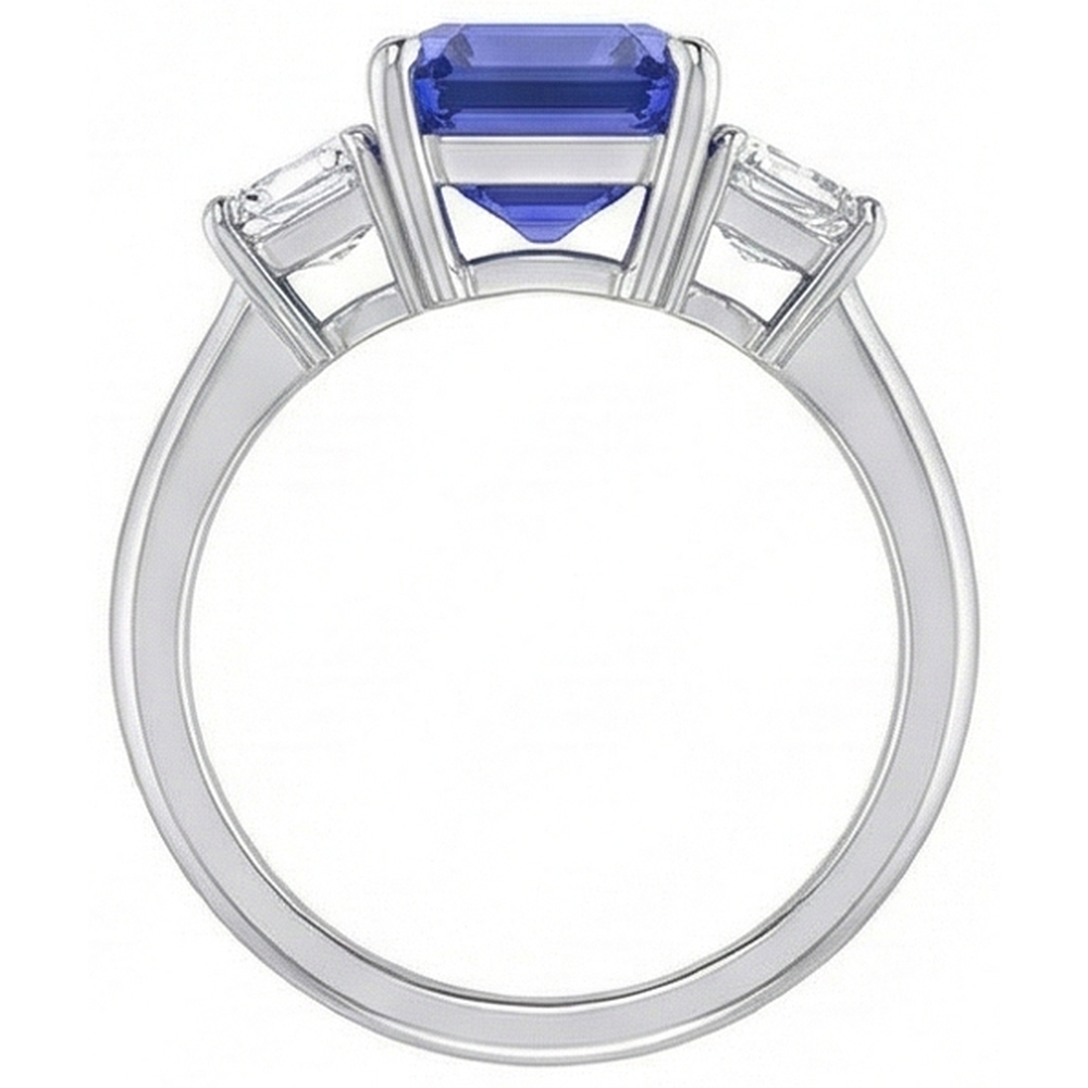 3 Pietre Blu Zaffiro Anello