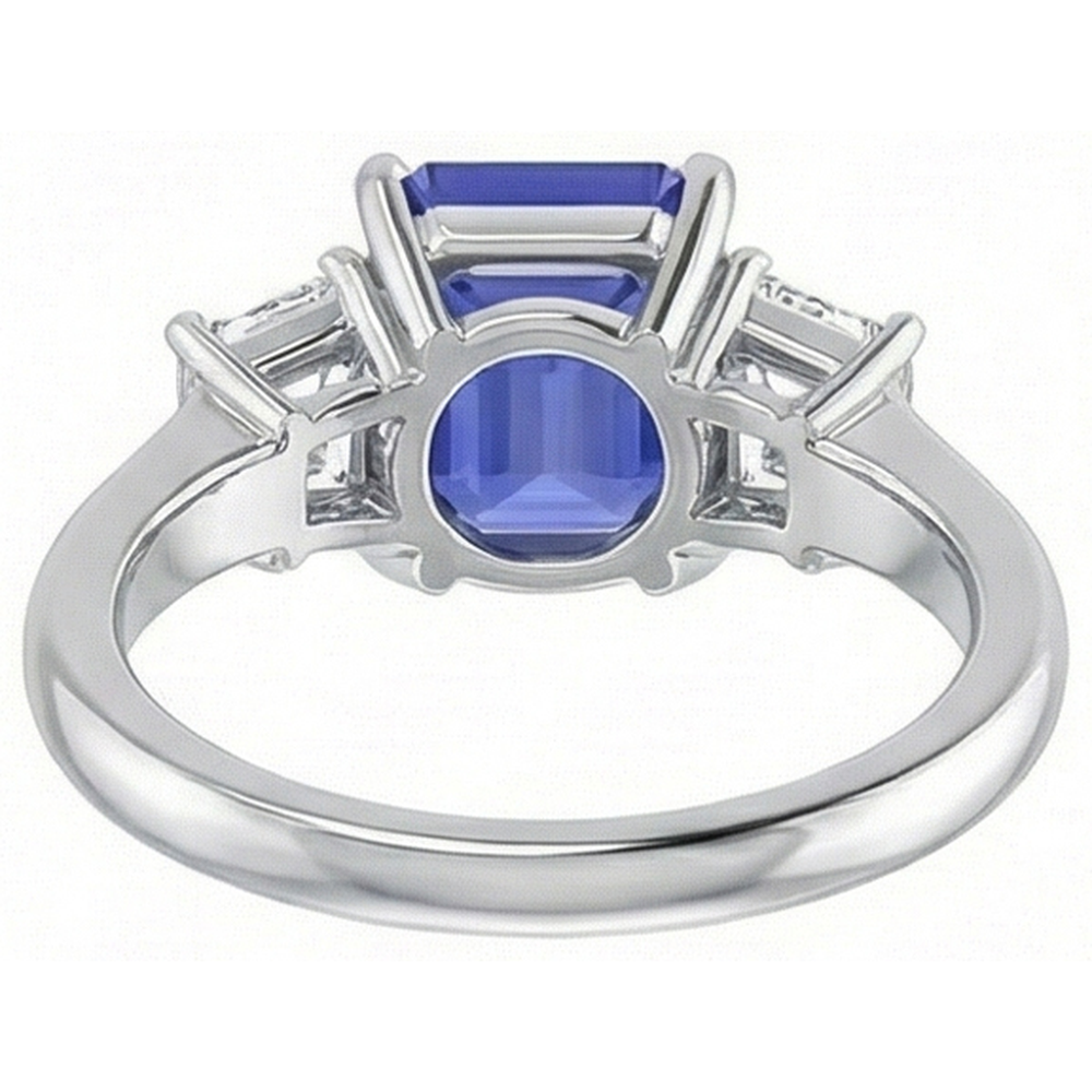 3 Pietre Blu Zaffiro Anello