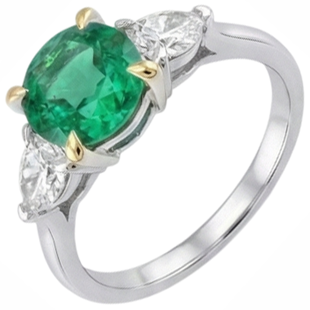 Smeraldo Fine Anello con Gemma 2,50 carati Oro Bicolore 14K – vista profilo