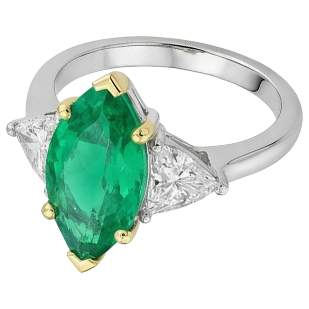 Marquise Smeraldo anello in Oro Due Toni 14K – vista angolare