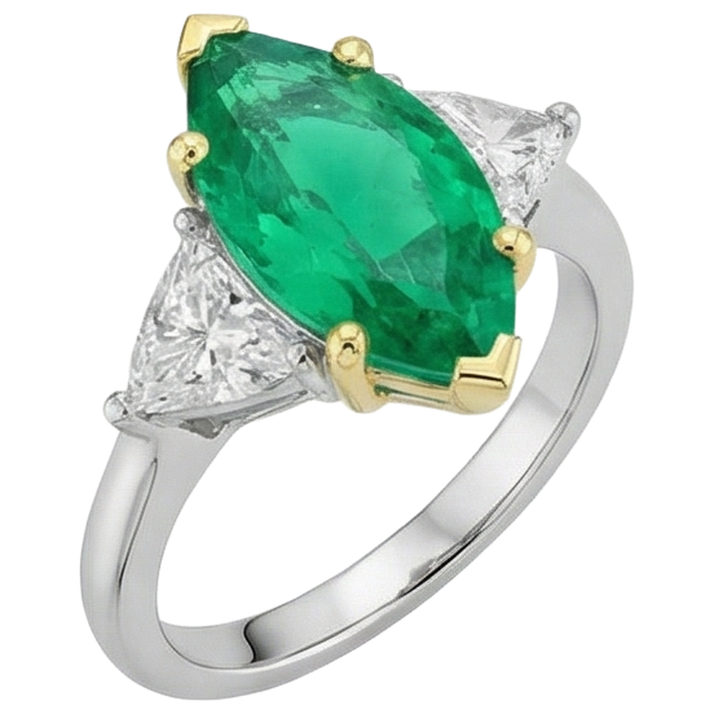 Anello con Gemma Oro Due Toni 14K con Smeraldo – vista profilo