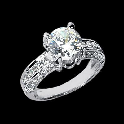 Taglio Rotondo Diamante Fine anello in Oro 14 Carati Bianco – vista principale