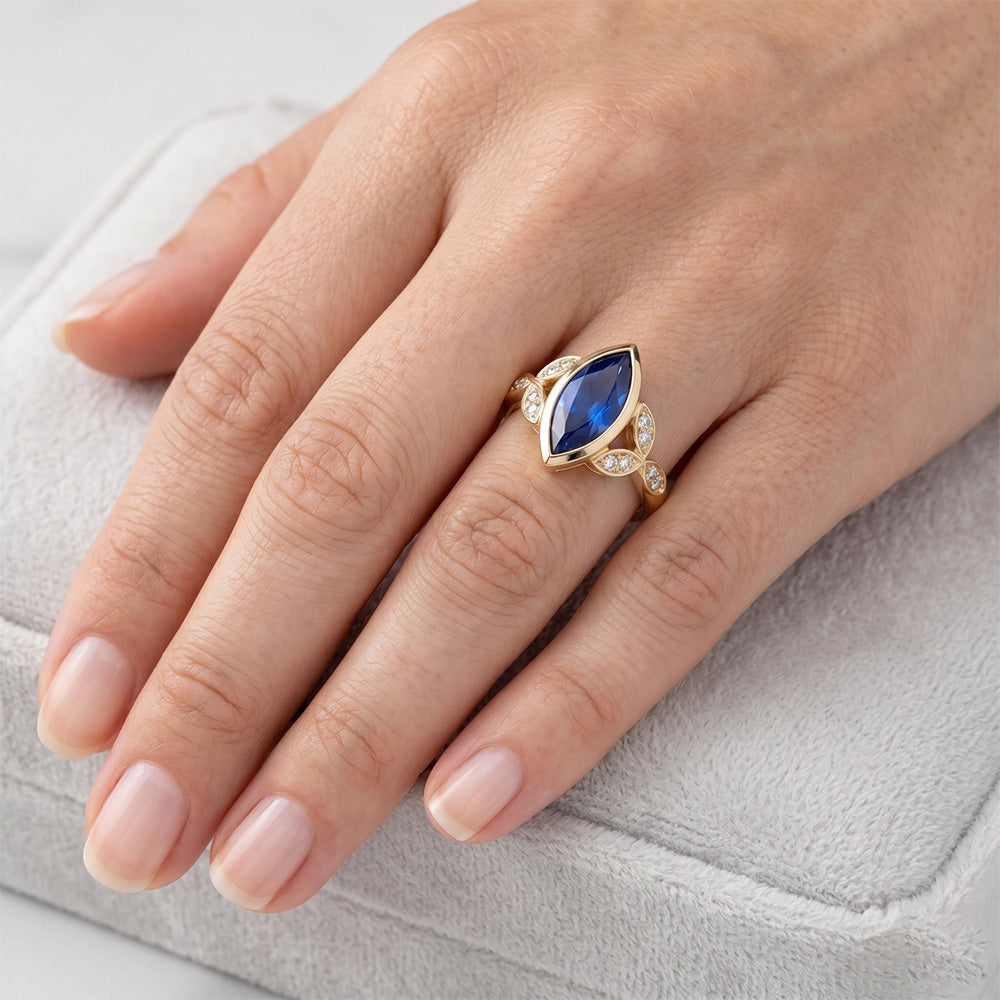 3 carati Zaffiro Blu Fiordaliso Anello Pietra Colorata in Oro