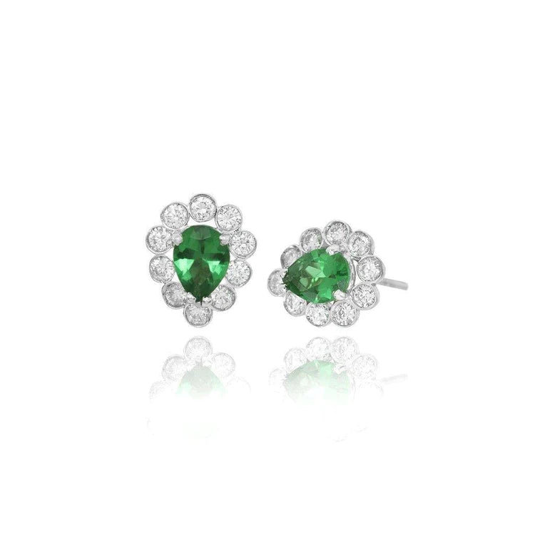 3 carati di diamanti con Verde smeraldo Stud Halo Ear Ring Gioielli in oro da donna