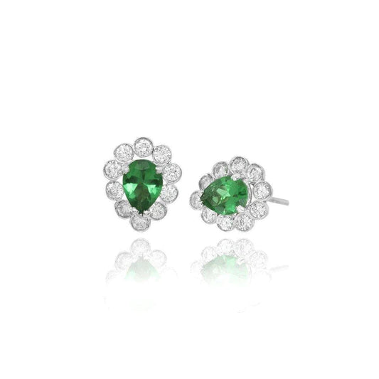 3 carati di diamanti con Verde smeraldo Stud Halo Ear Ring Gioielli in oro da donna