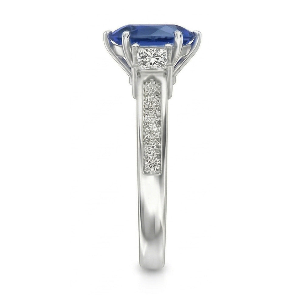 vero round diamante 3.50carati anello vista di profilo