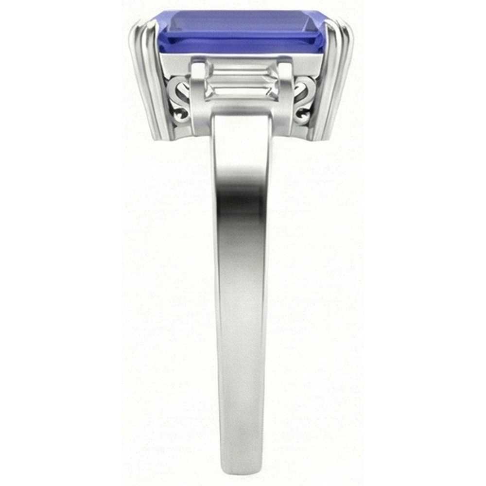 3 pietre blu zaffiro smeraldo anello 3 carati bar set diamanti baguette
