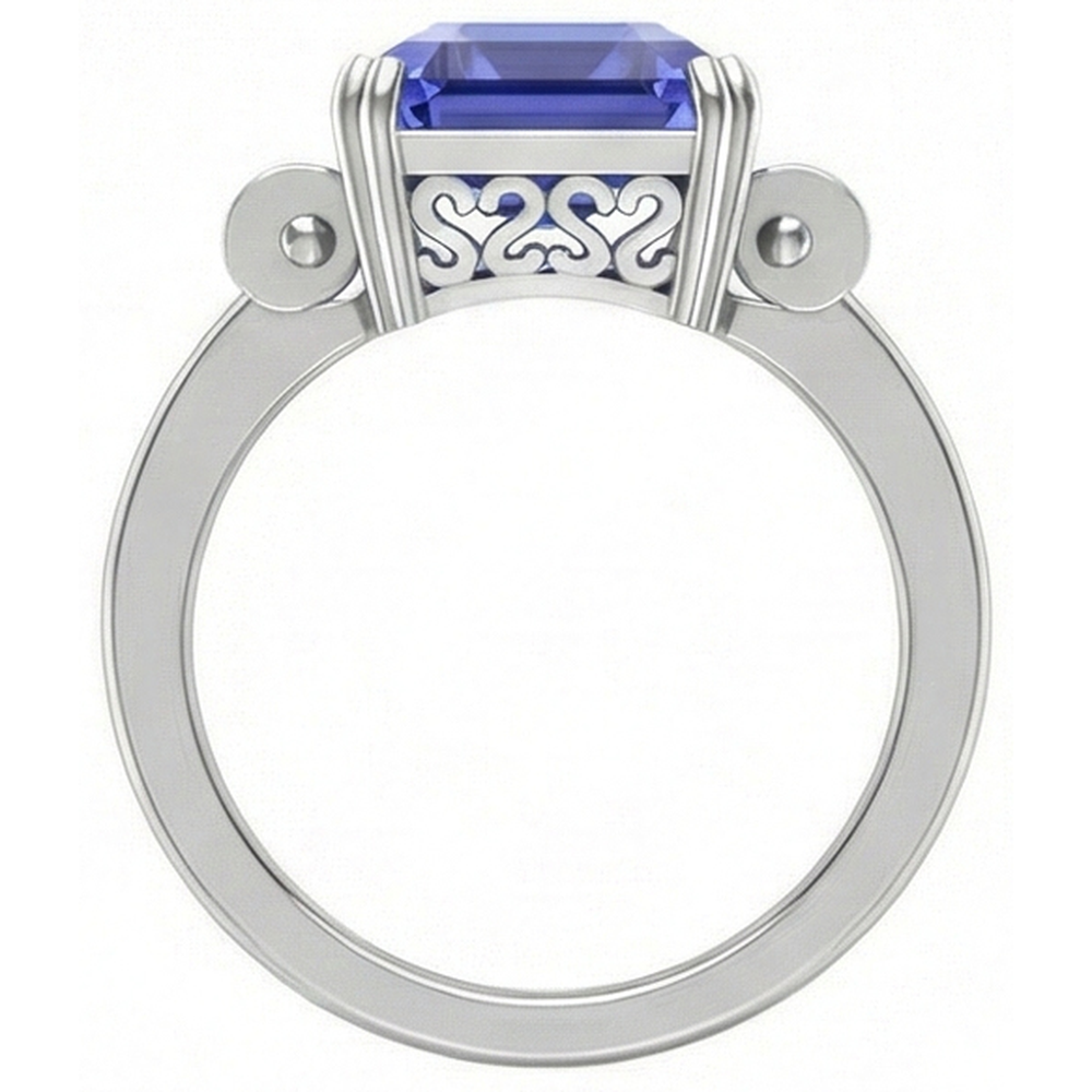 3 pietre blu zaffiro smeraldo anello 3 carati bar set diamanti baguette
