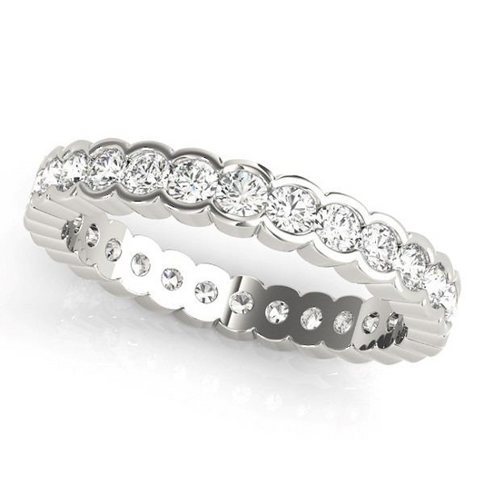 Diamante Fine Taglio Rotondo Eternity Band in Oro Bianco 14K – vista principale