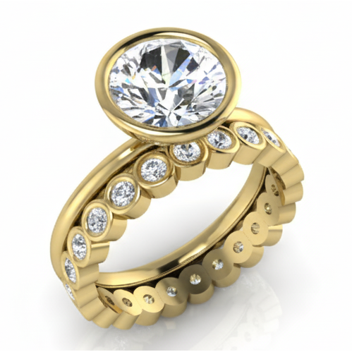 Diamante Anello di Proposta 3,25-carati Oro Giallo 14K – vista frontale