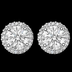 3.42 Carati Naturale Diamante Studs Halo Orecchino Oro Bianco