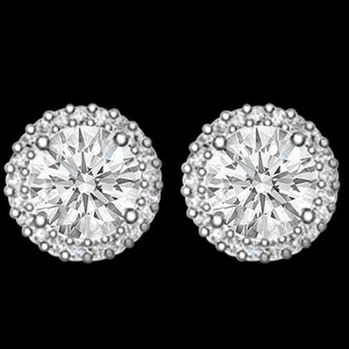 3.42 Carati Naturale Diamante Studs Halo Orecchino Oro Bianco