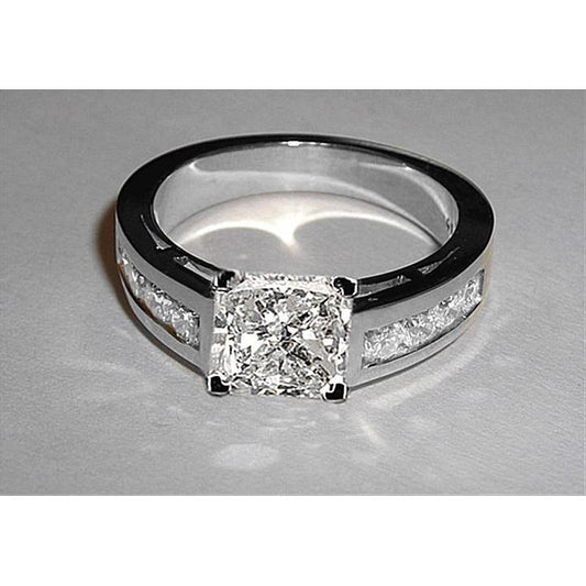 3.50 Ct. Anello Accentato Con Vero Diamante Taglio Principessa