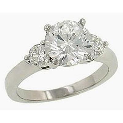 3.80 Carati. Anello In Oro Bianco 14K Con 3 Pietre Di Genuino Diamanti