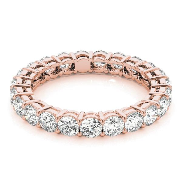 Taglio Rotondo Diamante anello in Oro Rosa 14K – vista laterale