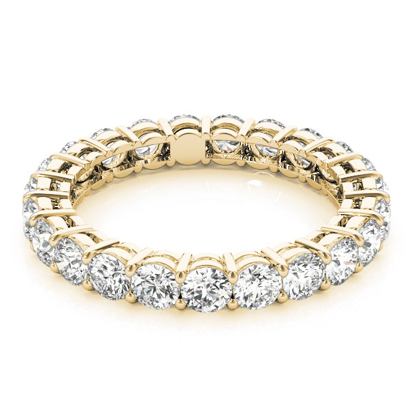 Diamante Fine Taglio Brillante Eternity Band in Oro Giallo 14K – vista laterale