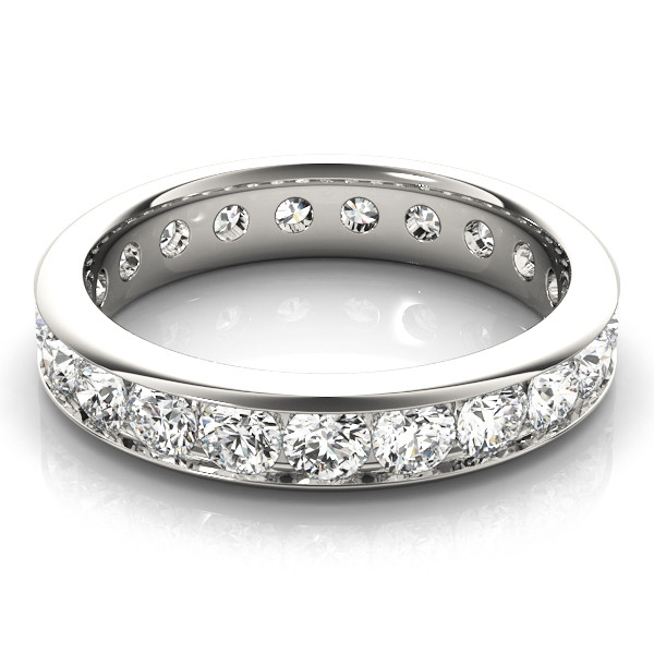 Brillante Taglio Brillante Eternity Band in Oro 14 Carati Bianco – vista laterale
