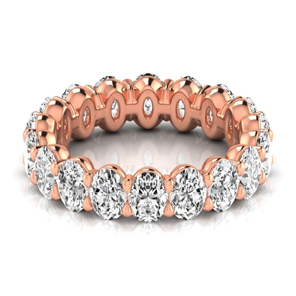Diamante Taglio Ovale Eternity Band in Oro Rosa 14K – vista frontale