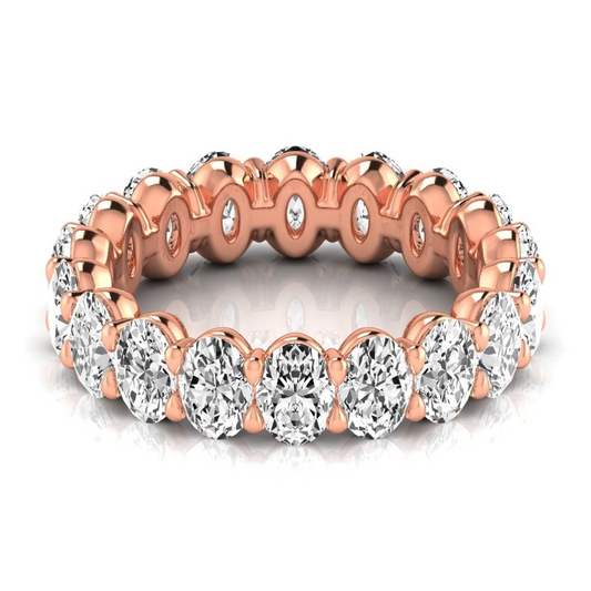 Diamante Taglio Ovale Eternity Band in Oro Rosa 14K – vista frontale